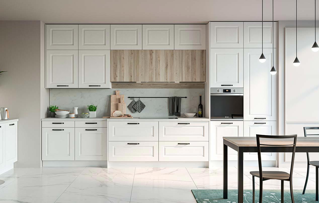 Cucina Bianca e Legno Rovere
